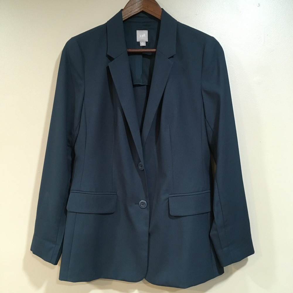 J Jill Wool Blazer Lined Jacket Womens 6 Washable Navy Blue Preppy Work Office - Picture 12 of 12